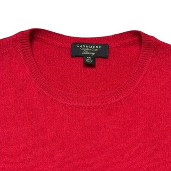 Charter Club 100% Cashmere Sweater Cherry Red Crewneck Knit Super Soft Sz XS - Picture 3 of 4